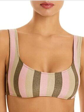 solid and striped the elle shimmer bikini top - shimmer arco stripe Large NWT
